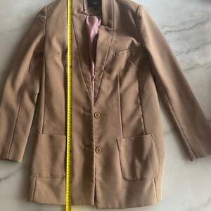 H&M long beige tan button blazer trench coat size 2
